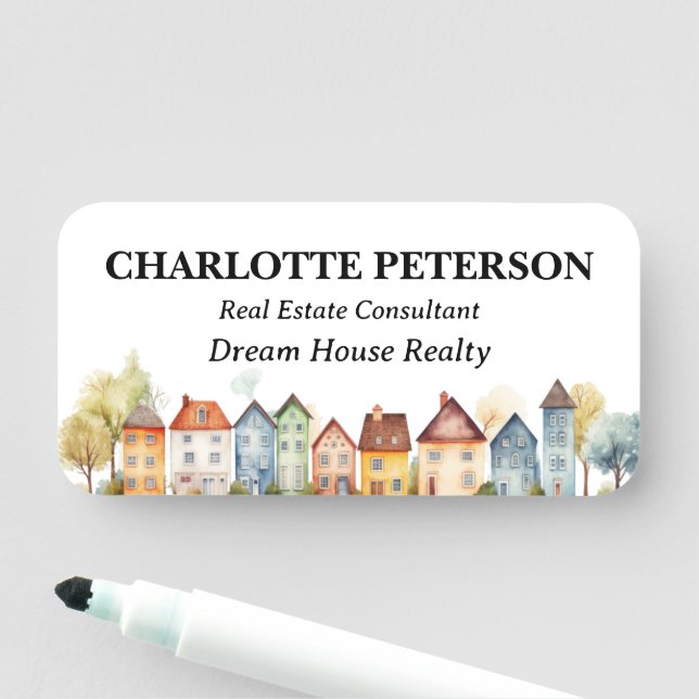 Anpassningsbar Realtor för elegant Watercolor Home Namnbricka (På plats)