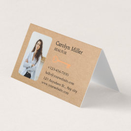 Anpassningsbar Realtor Photo & Guld Nyckel Kraft F Visitkort