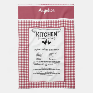Anpassningsbar Recipe Red White Farmhouse Buffalo Kökshandduk
