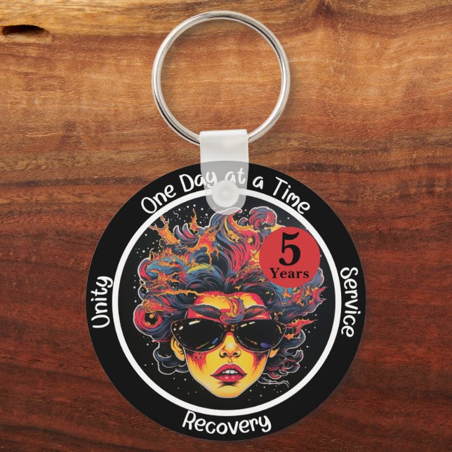 Anpassningsbar Recovery Milestone Gift för hennes  Nyckelring (Framsida)