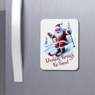 Anpassningsbar Red and White Funy Santa Cute-julen Magnet