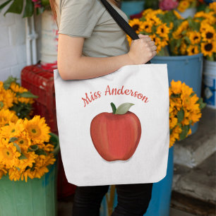 Anpassningsbar Red Apple Minimalist Personlig Lära Tygkasse