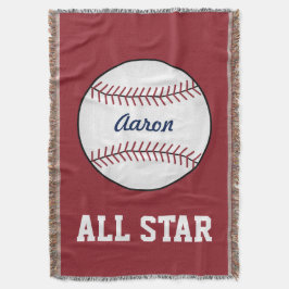 Anpassningsbar Red Baseball Kids Throw Blanket Gif Mysfilt
