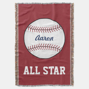 Anpassningsbar Red Baseball Kids Throw Blanket Gif Mysfilt