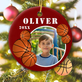 Anpassningsbar Red Basketball Boll Sports Photo Julgransprydnad Keramik