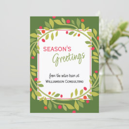 Anpassningsbar Red Berries Grönt Holly Botanical F Julkort