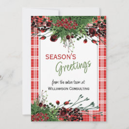 Anpassningsbar Red Berries Grönt Holly Botanical F Julkort