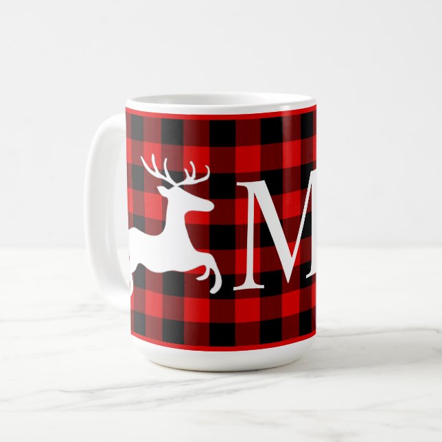 Anpassningsbar Red Black Buffalo Lumberjack-kontro Kaffemugg (Framsida vänster)