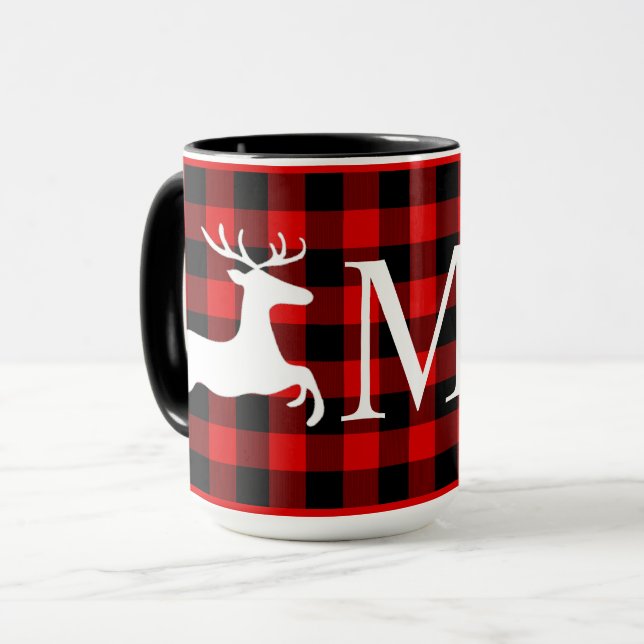 Anpassningsbar Red Black Buffalo Lumberjack-kontro Mugg (Framsida vänster)