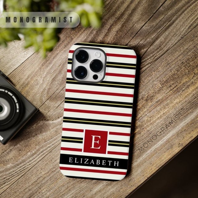Anpassningsbar Red Black Guld White Färg Rand (Custom Red Black Gold White Color Stripes Case-Mate iPhone Case)