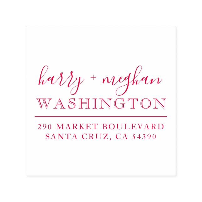 Anpassningsbar Red Bröllop Namn Returadress Självfärgande Stämpel (Design)