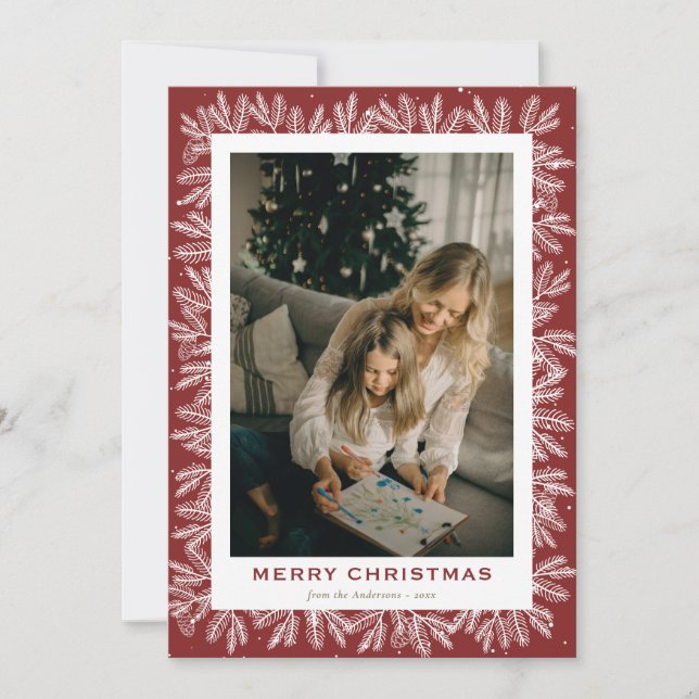 Anpassningsbar Red Forest Gräs Foto-jul Julkort (Framsida)