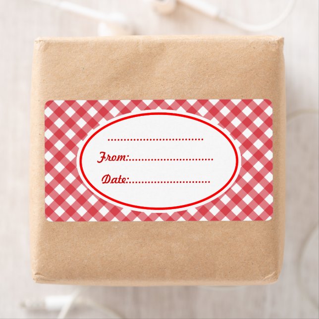 Anpassningsbar Red Gingham Kitchen Food Gift Märkr Fraktsedel (Insitu)