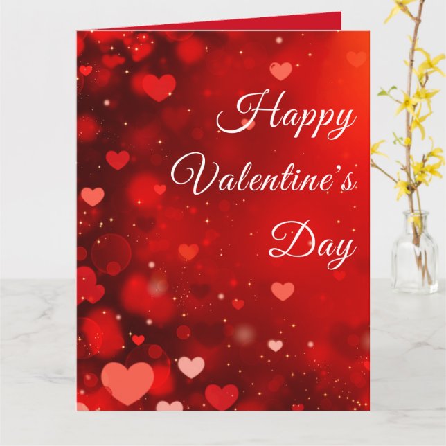 Anpassningsbar Red Glittering Heart Glossy Valenti Kort (Gul blomma)