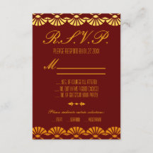 Anpassningsbar Red & Guld Art Deco Stil OSA kort