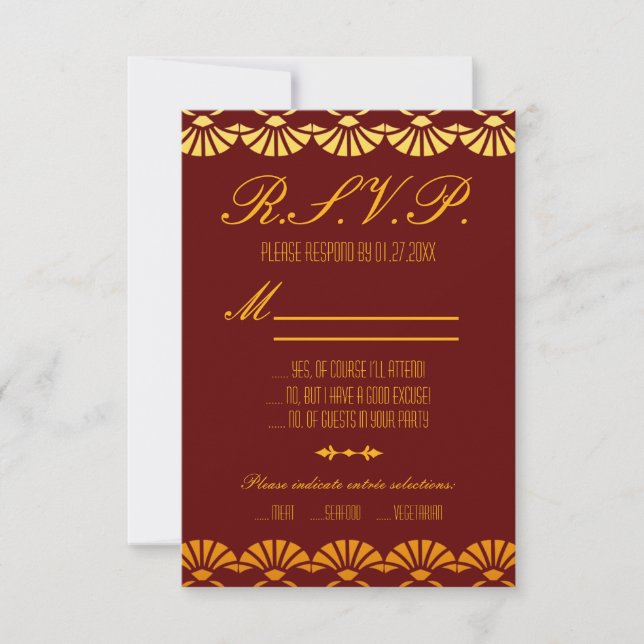 Anpassningsbar Red & Guld Art Deco Stil OSA kort (Framsida)