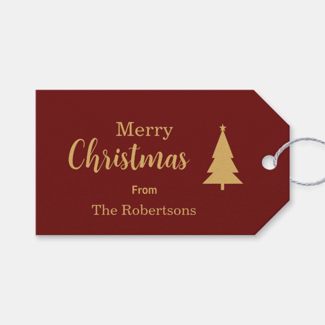 Anpassningsbar Red & Guld God jul Presentetikett (Framsidan (Horisontell))
