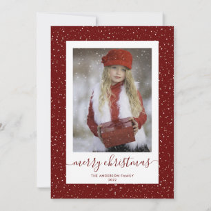 Anpassningsbar Red Guld Snowy Photo God jul kort