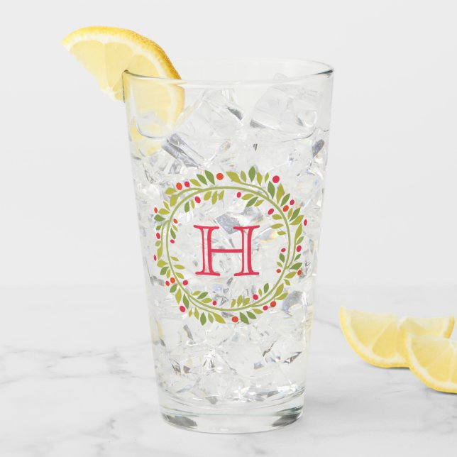 Anpassningsbar Red Holly Berries Grönt Löv Utandni Glaskopp (Framsida Ice)