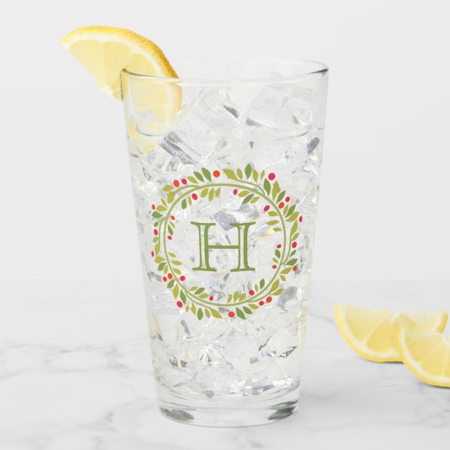 Anpassningsbar Red Holly Berries Grönt Löv Utandni Glaskopp (Framsida Ice)