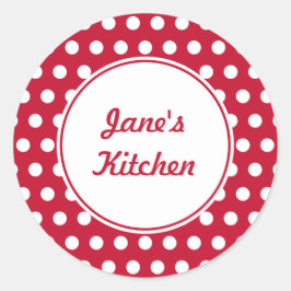 Anpassningsbar Red Kitchen Stickers Runt Klistermärke