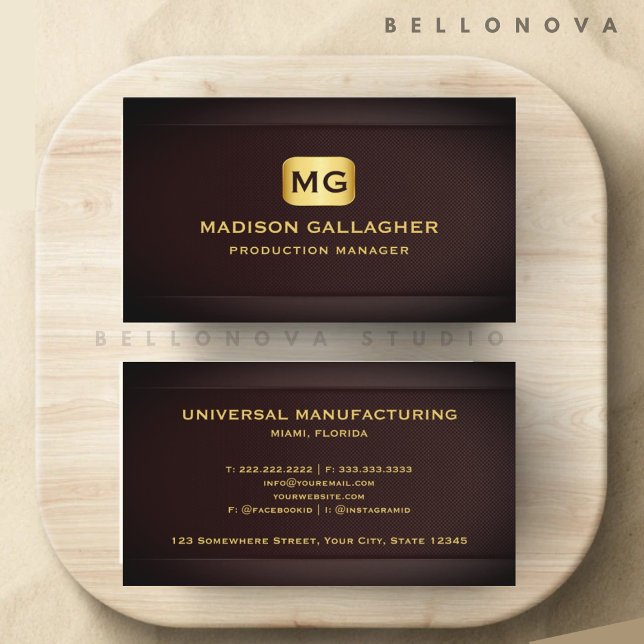 Anpassningsbar Red Maroon Guld Manufacturing Profe Visitkort (Custom Red Maroon Gold Manufacturing Professional Business Card)