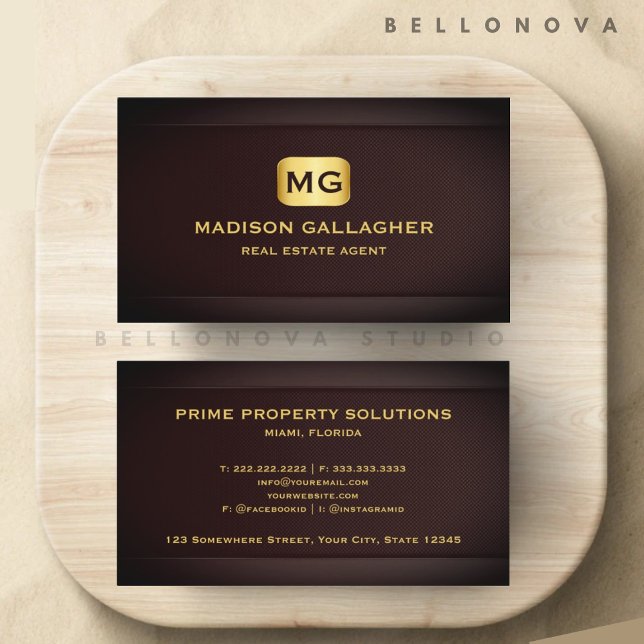 Anpassningsbar Red Maroon Guld Real Gods Professio Visitkort (Custom Red Maroon Gold Real Estate Professional Business Card)