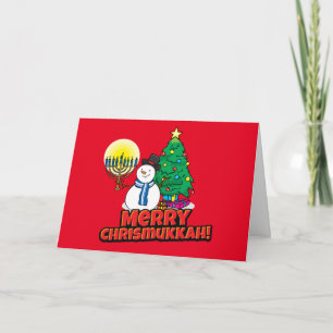 Anpassningsbar Red Merry Chrismukkah Snögubbe med Helgkort
