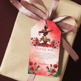 Anpassningsbar Red Mexican Stil Quinceañera Presentetikett