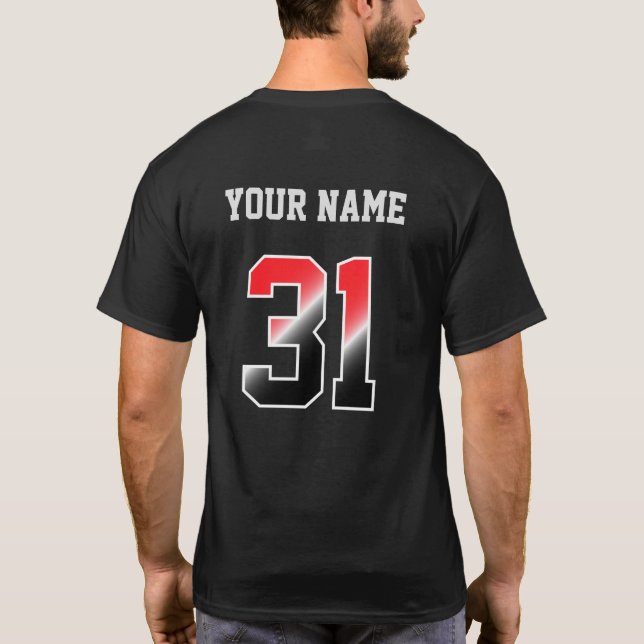 Anpassningsbar Red Number 31 Personlig T-Shirt (Baksida)