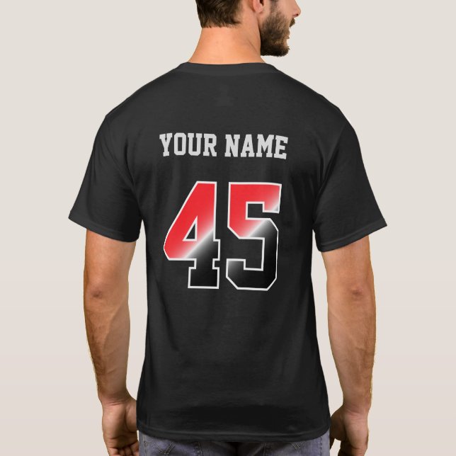 Anpassningsbar Red Number 45 Personlig T-Shirt (Baksida)