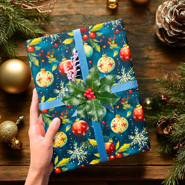 Anpassningsbar Red och Guld Baubles jul Presentpapper