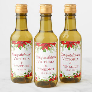 Anpassningsbar Red Poinsettia jul-Blommigten Bröll Vinetikett