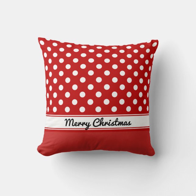 Anpassningsbar Red Polka dots Red Base God jul Kudde (Framsida)