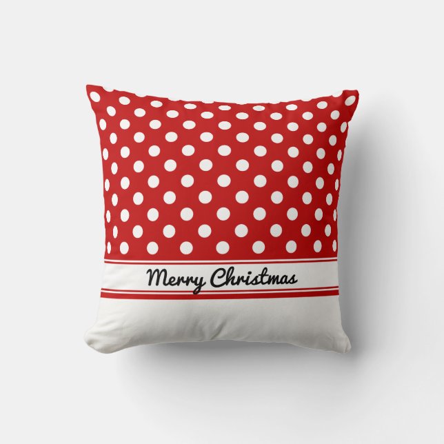 Anpassningsbar Red Polka dots White Base God jul Kudde (Framsida)