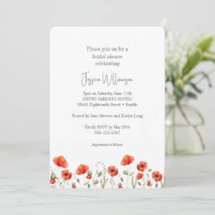 Anpassningsbar Red Poppy Garden Blommigt Chic Möhi Inbjudningar