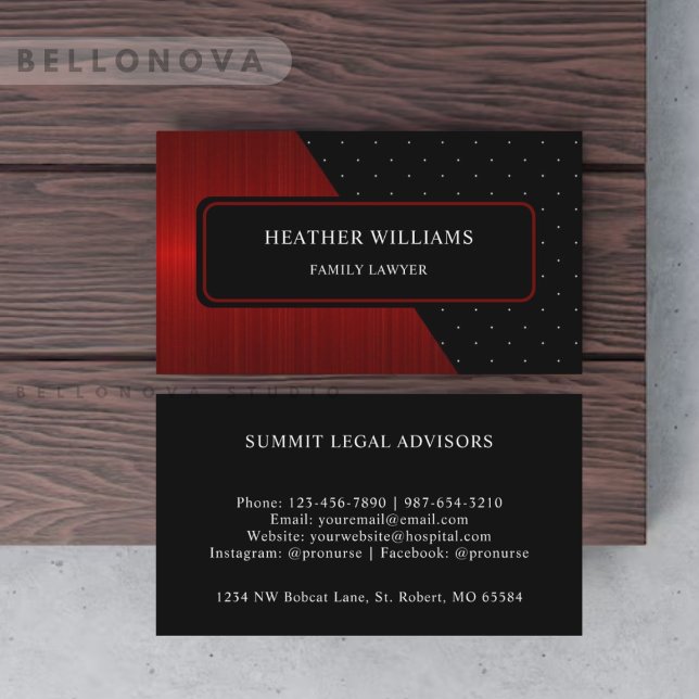 Anpassningsbar Red Rand Black White Polka Dot Mono Visitkort (Custom Red Stripes Black White Polka Dot Monogram Business Card)