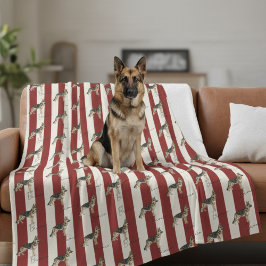 Anpassningsbar Red Rand German Shepherd Pet Namn Fleecefilt