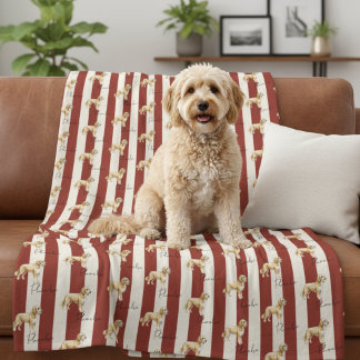 Anpassningsbar Red Rand Golden Doodle Pet Namn Fleecefilt