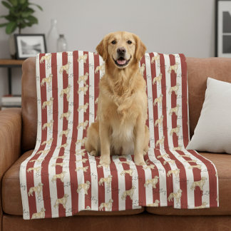 Anpassningsbar Red Rand Golden Retriever Pet Namn Fleecefilt