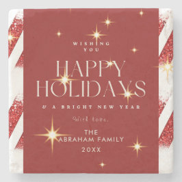 Anpassningsbar Red Rand mousserande Glad helg Stenunderlägg