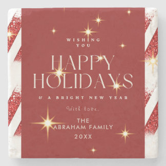 Anpassningsbar Red Rand mousserande Glad helg Stenunderlägg