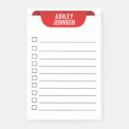 Anpassningsbar Red Ribbon Namn bricka Post-it Block