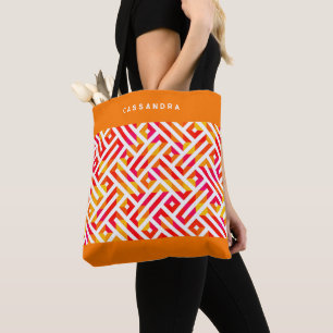 Anpassningsbar Red Rosa Orange Gult Retro Art Möns Tygkasse