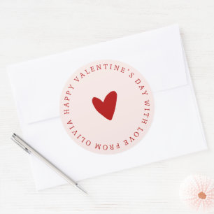 Anpassningsbar Red rosa simple VALENTINE'S DAY-gåv Runt Klistermärke