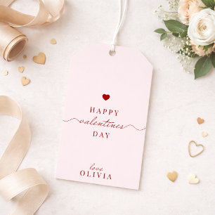 Anpassningsbar Red rosa simple VALENTINS DAY-märkr Presentetikett