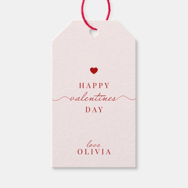 Anpassningsbar Red rosa simple VALENTINS DAY-märkr Presentetikett (Framsidan)