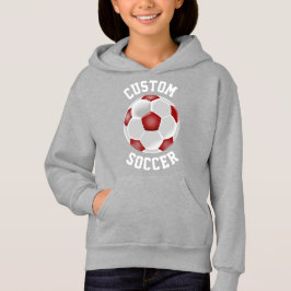 Anpassningsbar Red Soccer Ball Girls Hoodie Sweats Tröja
