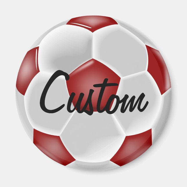 Anpassningsbar Red Soccer Ball Magnet (Framsidan)