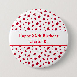 Anpassningsbar Red Stars med meddelandefödelsedags Knapp